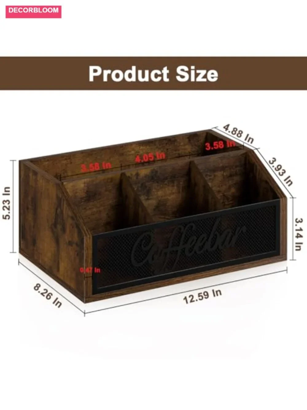 Wood Coffee Station Organizer with Removable Dividers, Coffee Pod Holder, Syrup